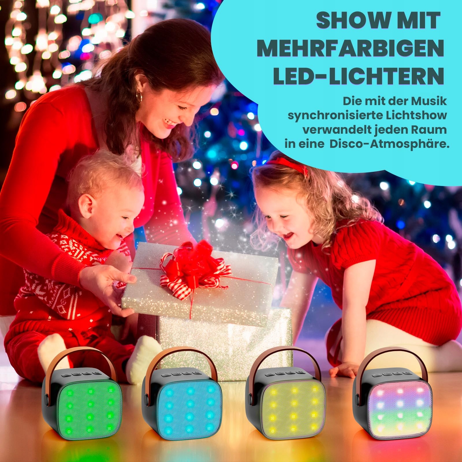 KINDER Karaoke Mikrofon Bluetooth Głośnik LED Dla Dzieci i Dorosłych — miniatura 2