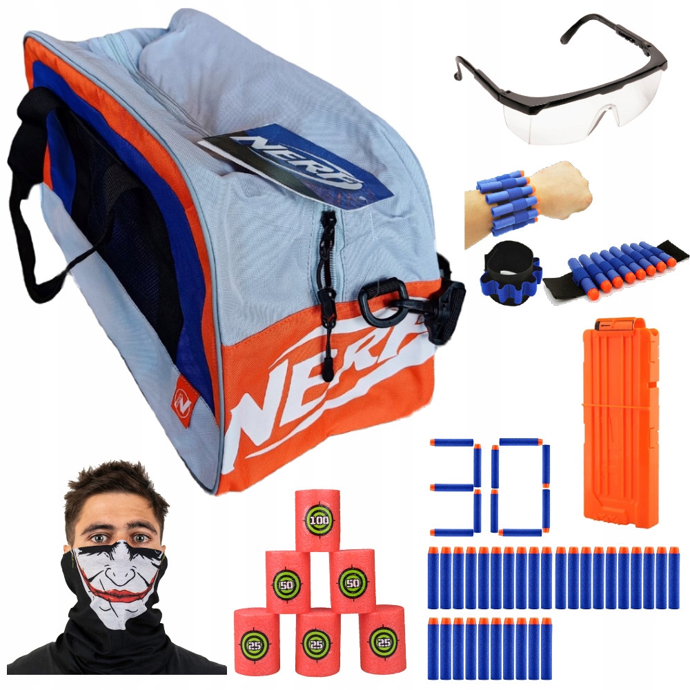 NERF TORBA NA RAMIĘ SPORTOWA PODRÓŻNA TRENINGOWA + ZESTAW MEGA DODATKÓW