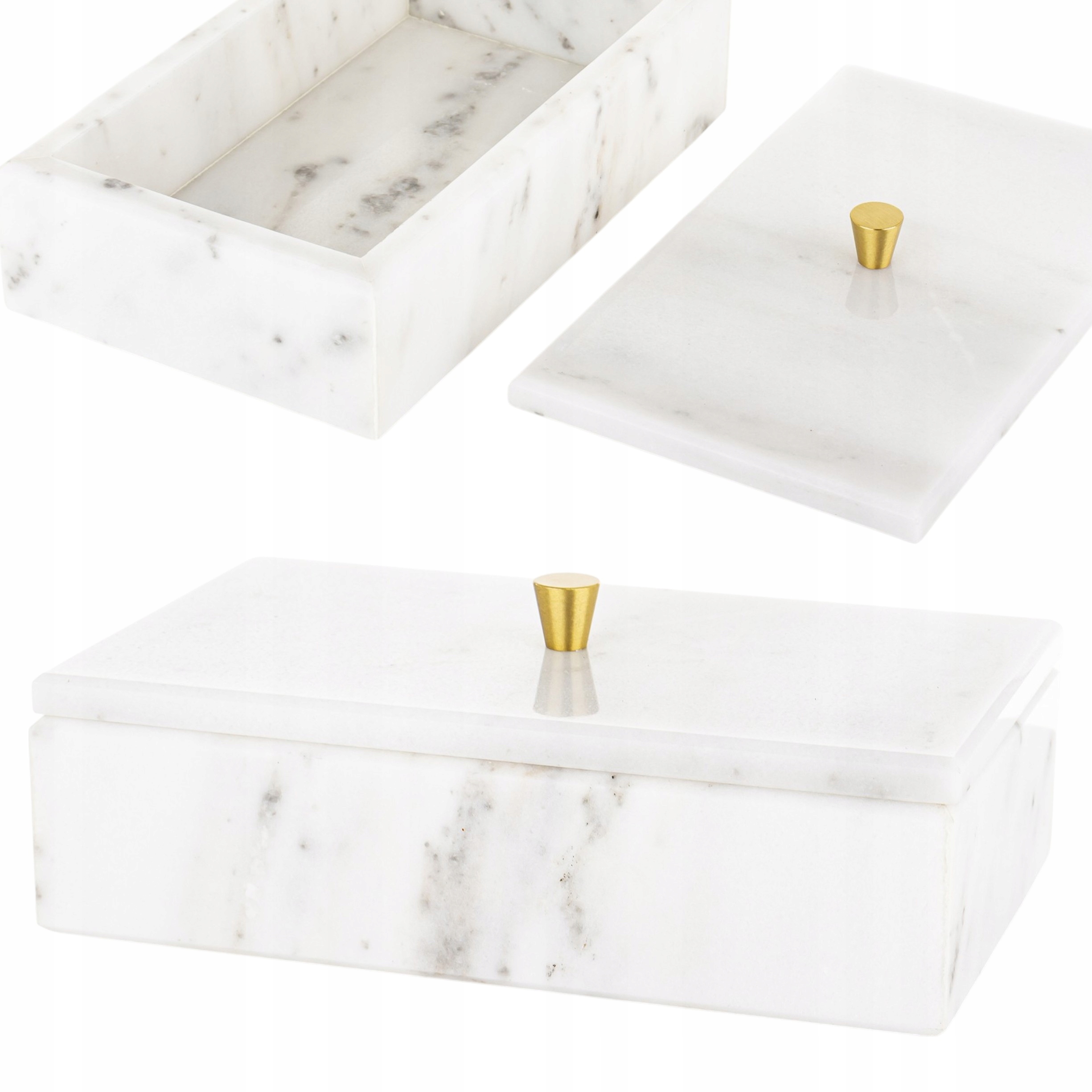 Mramorová nádoba světle-šedá zlatá krabička krabička mramorový podnos