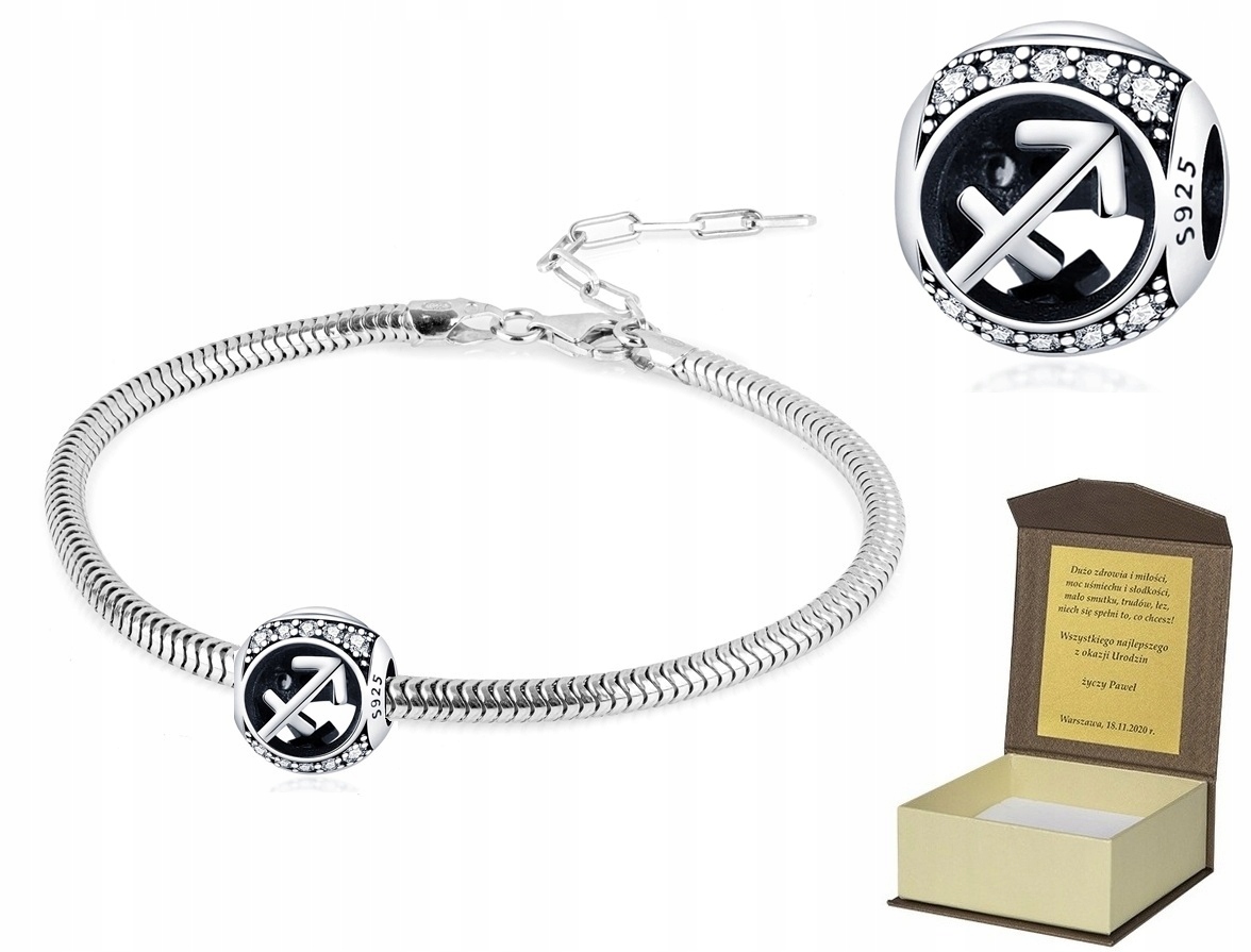 Stříbrný náramek 18-22 cm Charms Znak Zvěrokruhu Střelec BC513