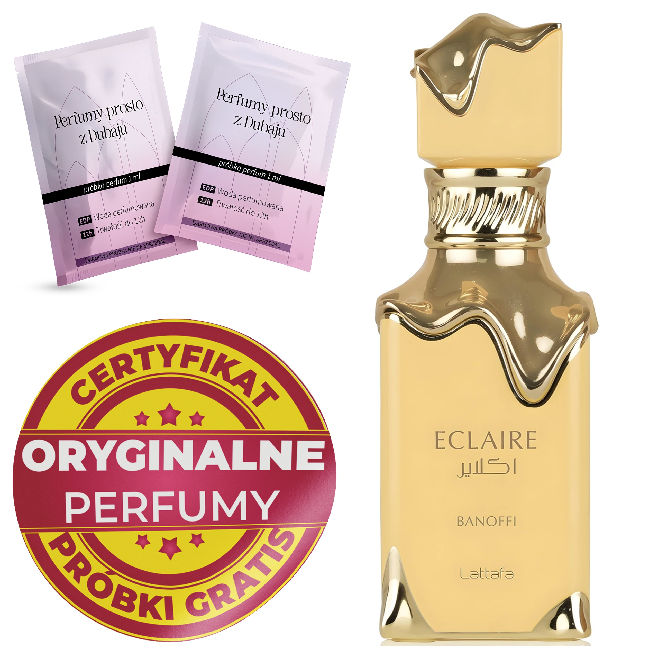 Perfumy Damskie Arabskie Lattafa Eclaire Banoffi Oryginał Hologram Próbki