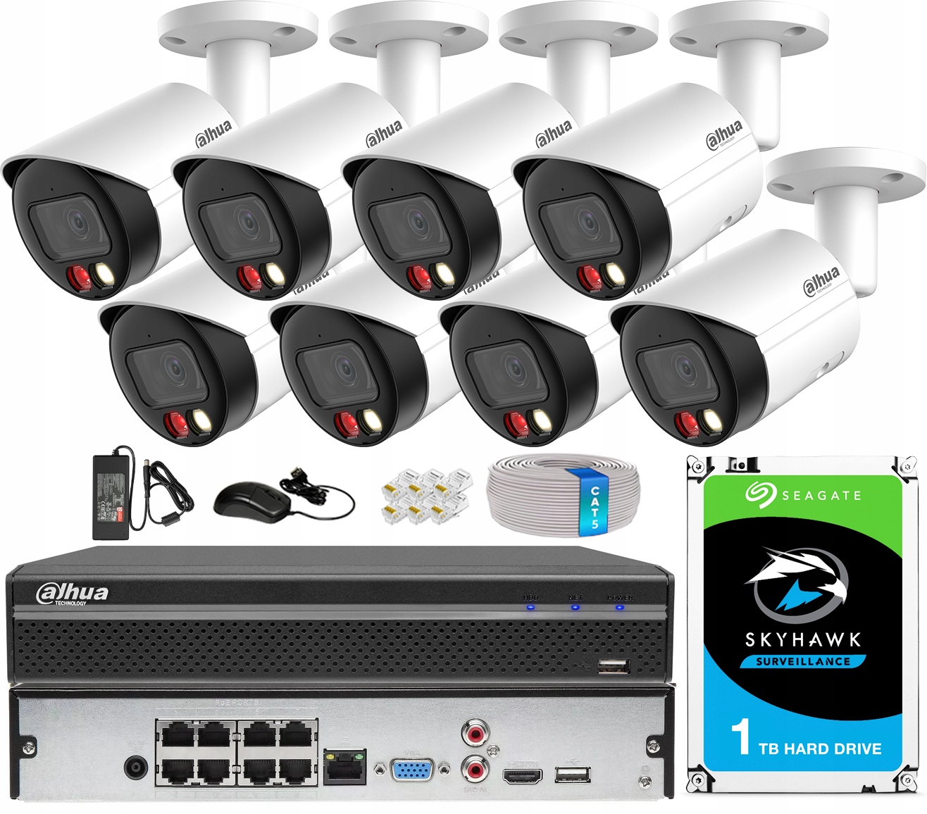 Sada na monitorovanie Ip PoE 8 kamier IPC-HFW2449S-S-IL-0280B WizSense Dahua