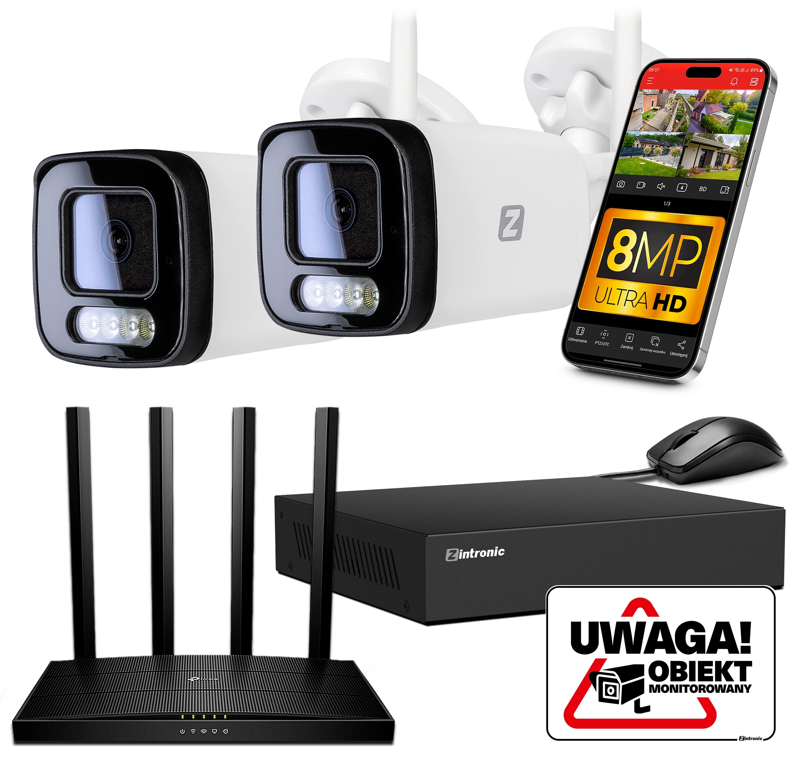 Monitorovací Sada 2x Venkovní Ip kamery WiFi 8MPx Detekce Bez Disku