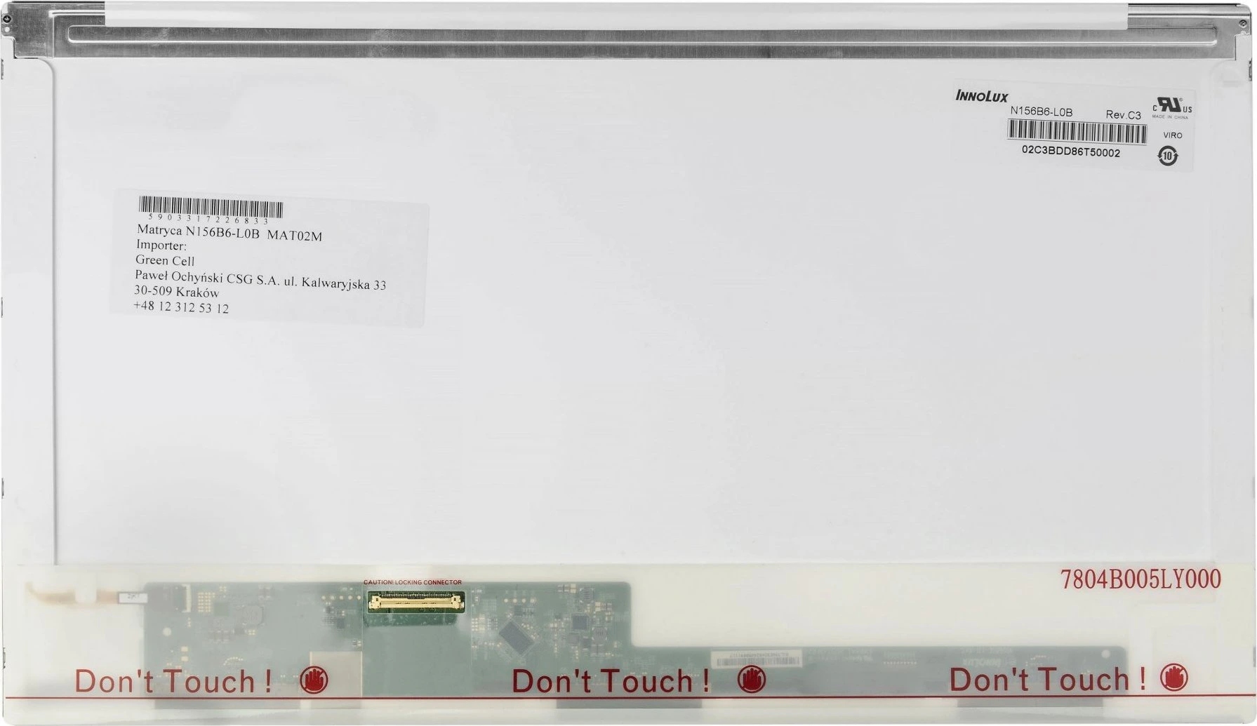 Innolux displej N156B6-L0B for 15.6 inch laptops, 1366x768 Hd, Lvds 40 pin