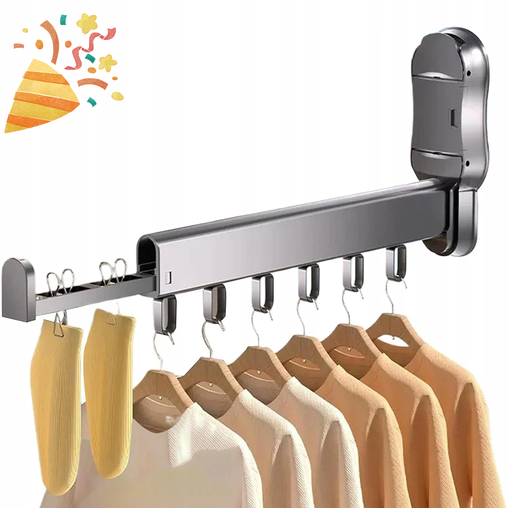 Levně Věšák Na Oblečení Bez Vrtání, 6 Háčků, Skládací