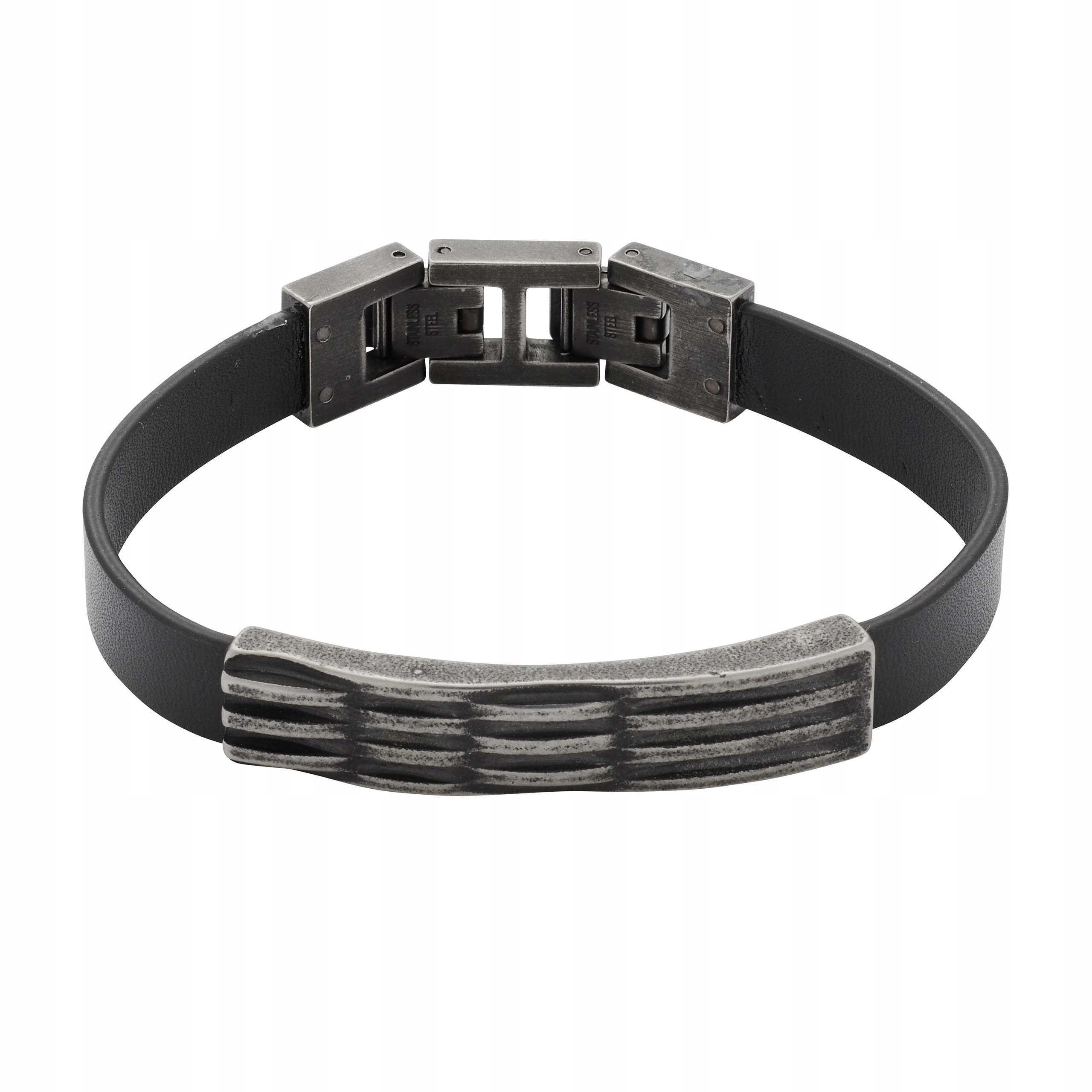 Pánský magnetický náramek černý kožený vintage Ocel