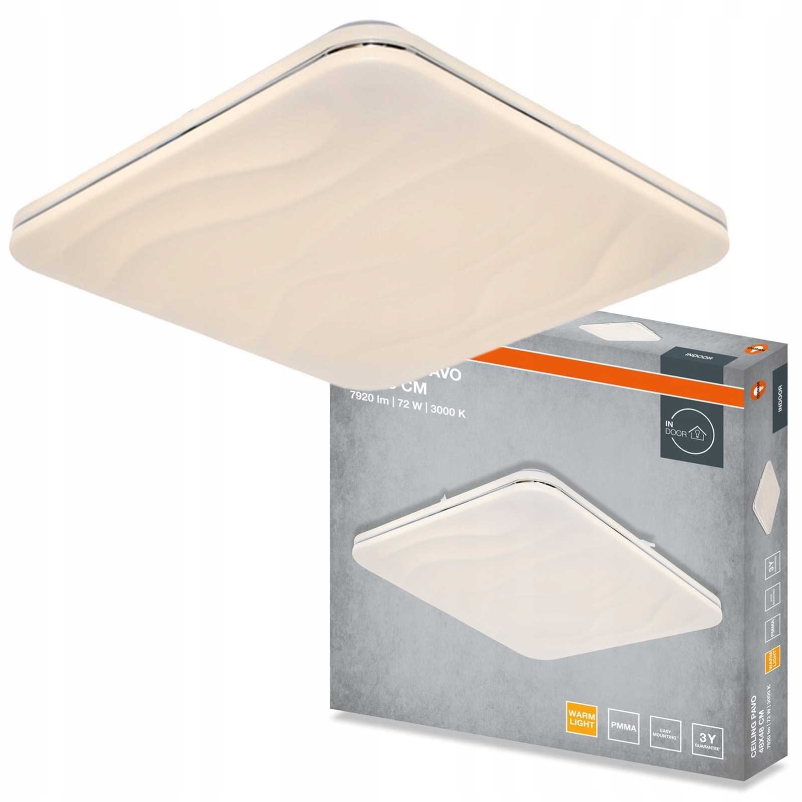 Stropní Svítidlo Led nástěnné svítidlo 72W 5040lm 3000K Čtvercový Bílý Pavo Osram