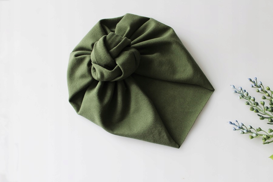 Czapka turban pączek khaki DAMSKI chemia lekki Marka bez marki