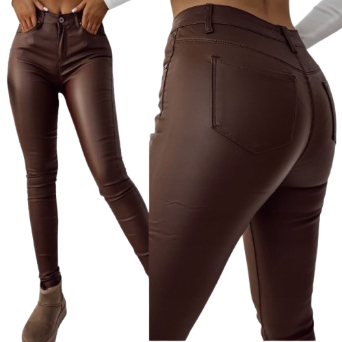 Modelujące Spodnie Woskowane Goodies jak Skóra Brązowe Czekoladowe 44 2XL