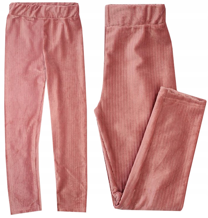 

Legginsy Getry Spodnie Welur Prążki róż 11 J69H