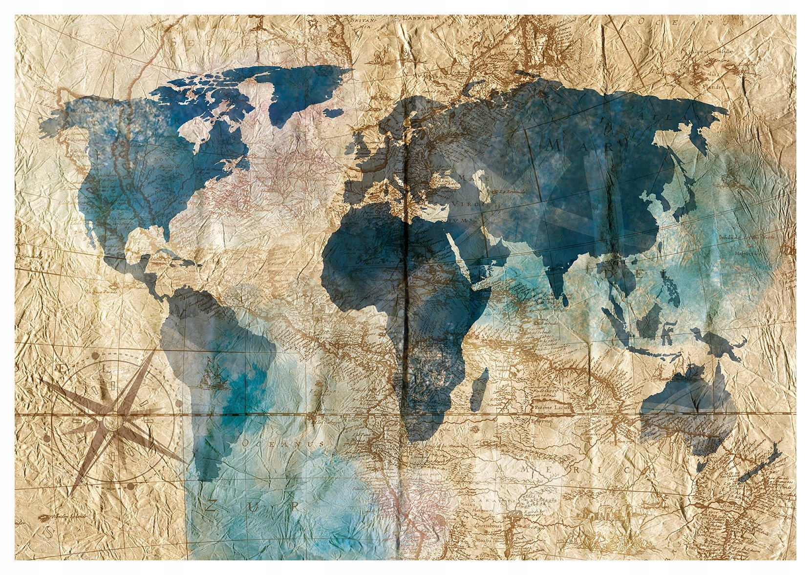 Vliesová fototapeta Mapa světa Retro Vintage na zeď 368x254 lepidlo