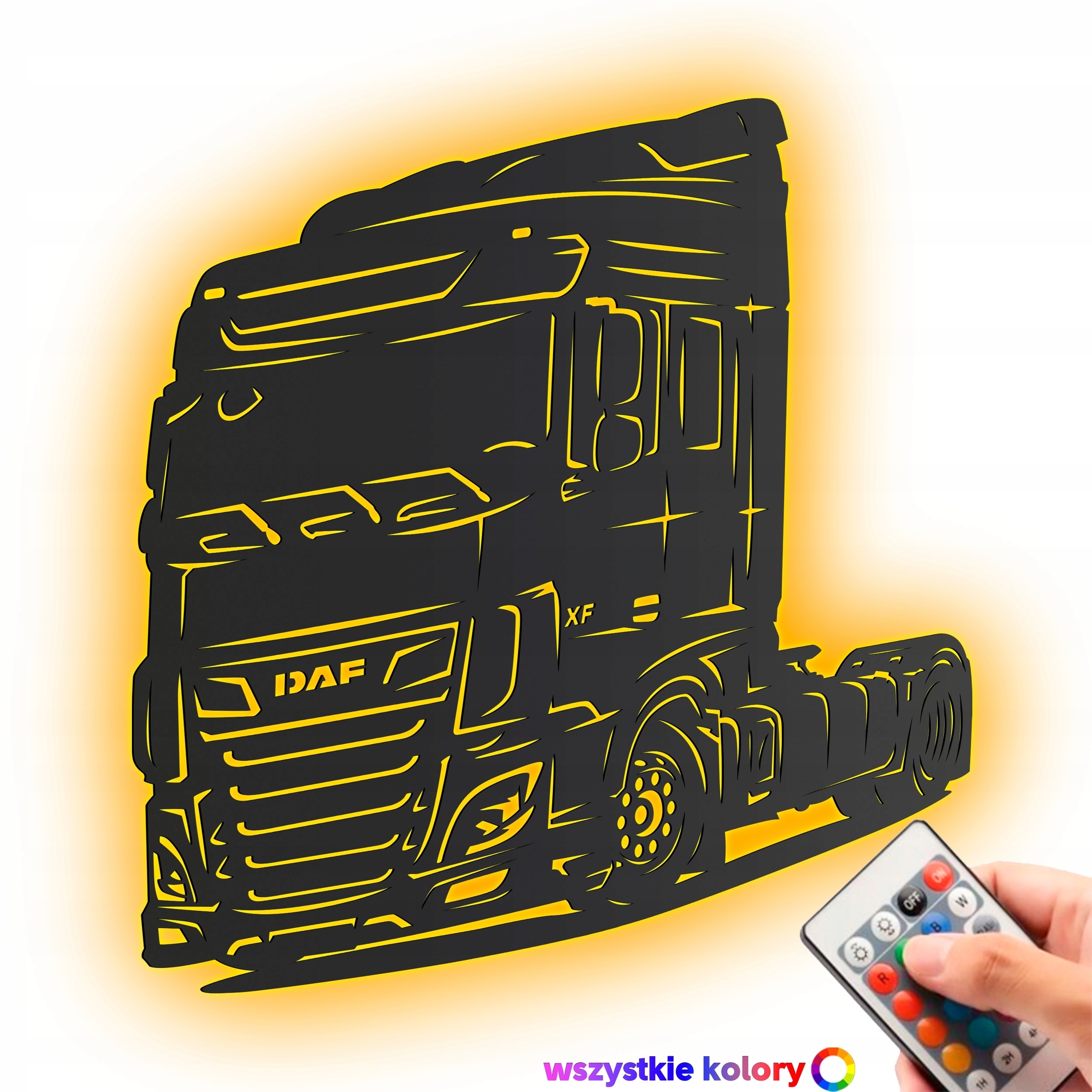 Dřevěný 3D obraz Nákladní auto Daf Dekorace na zeď Dárek Noční Lampa Led