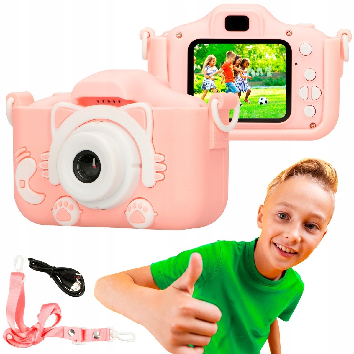 Extralink Kids Camera H27 Single Růžová Digitální fotoaparát 1080P 30fps, výška