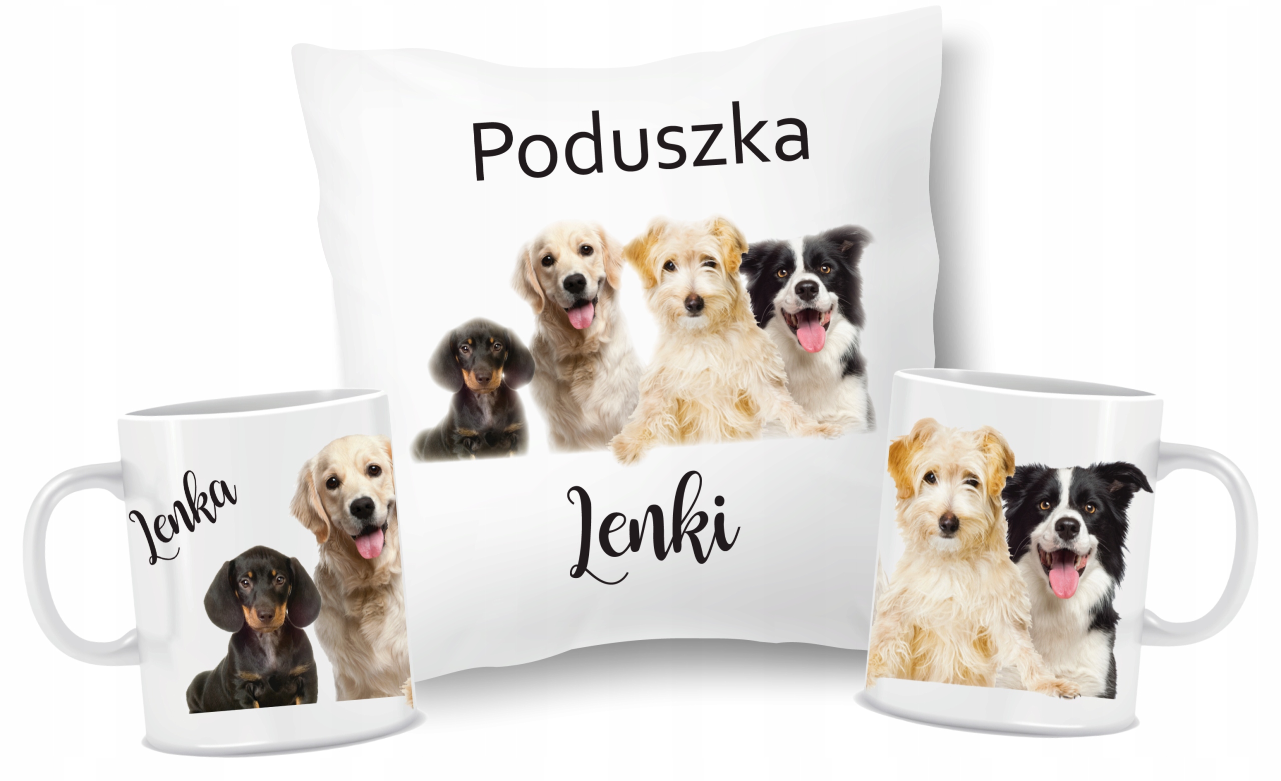

Zestaw Poduszka Kubek z pieskami Psy Imię