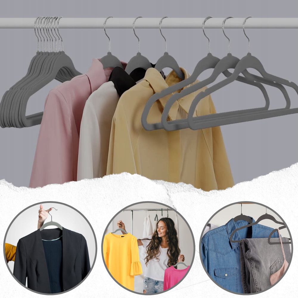 20x WIESZAKI NA UBRANIA WIESZAKI UBRANIOWE NA CIUCHY WELUROWE KOMPLET SZAFY Rodzaj montażu wiszący