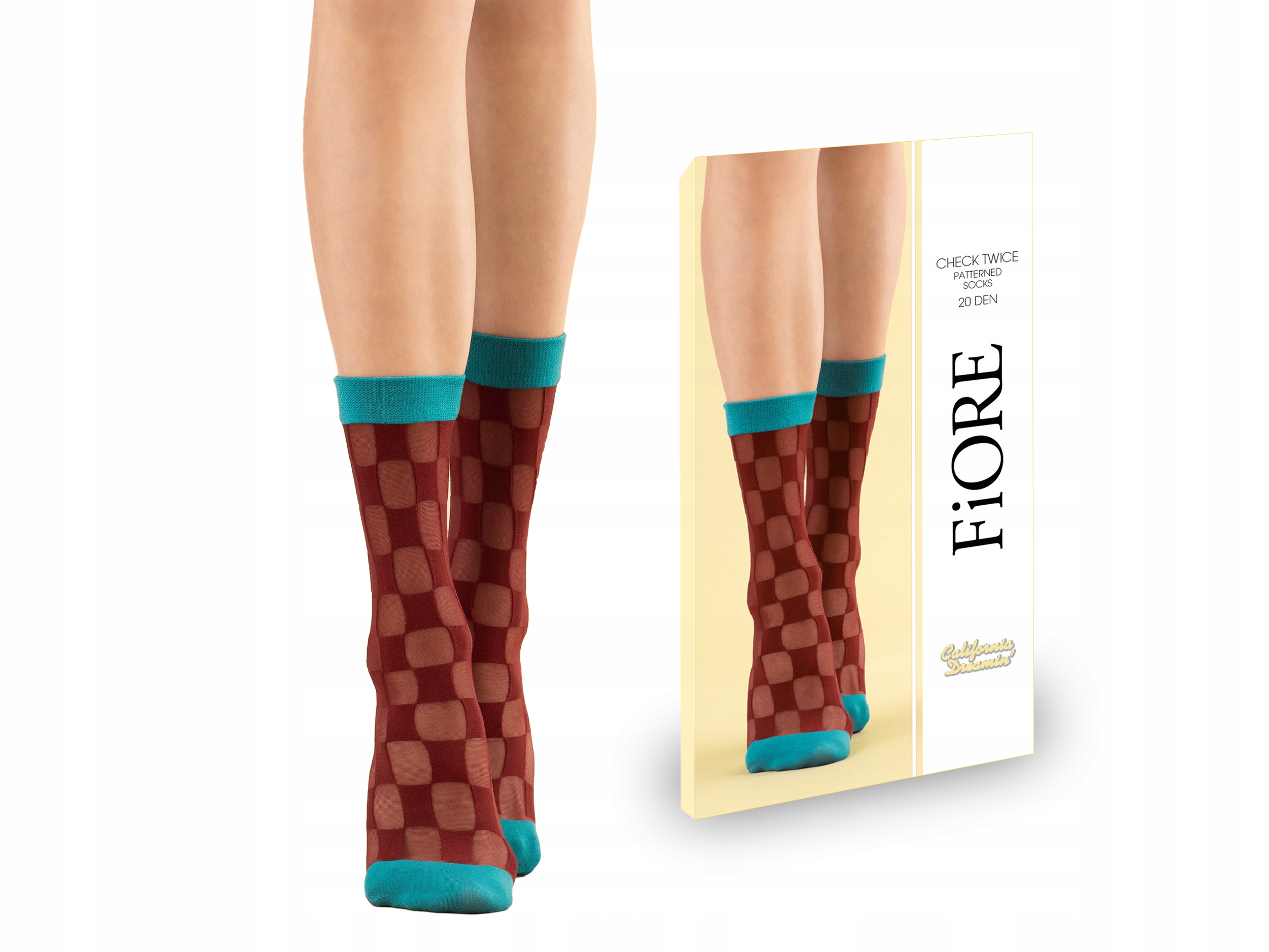 

Fiore wzorzyste skarpetki Check Twice burgundy