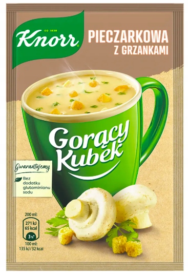 40 Sztuk Knor Krem Z Pieczarek Z Grzankami 15G Gorący Kubek