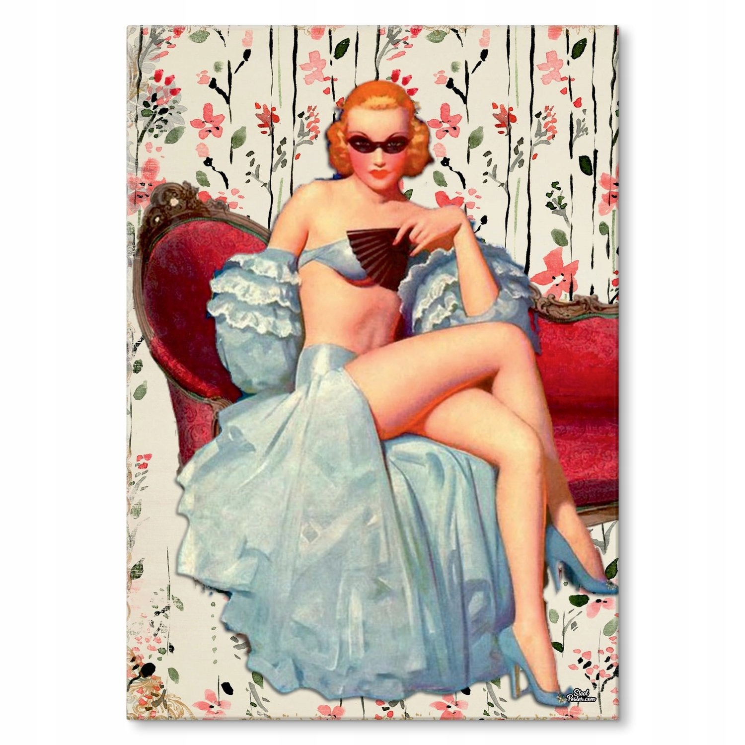 Kovový plakát Retro Lady Dárek 22 x 31 cm