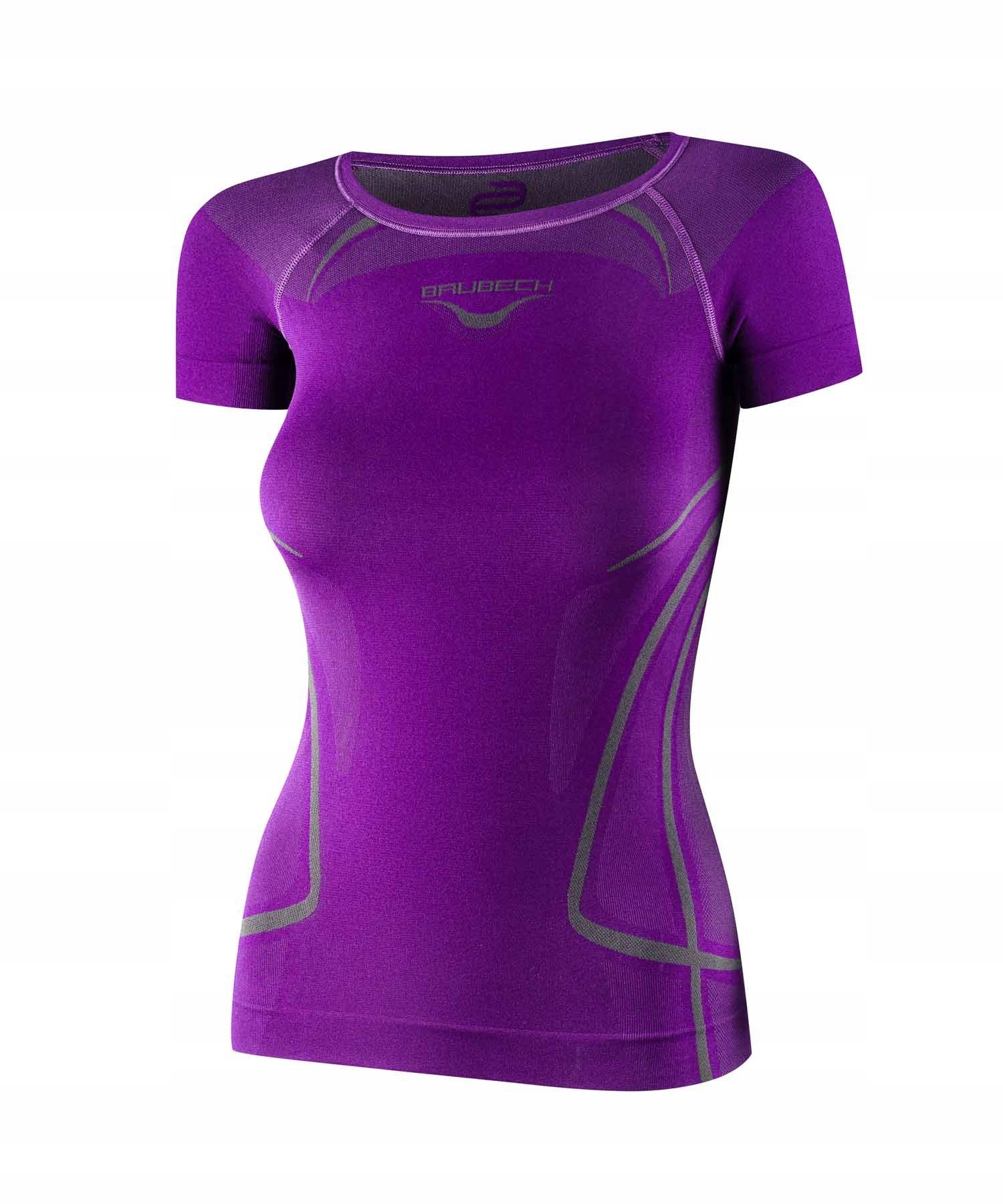 Koszulka damska t-shirt Brubeck z krótkim rękawem Fitness purpurowy XL