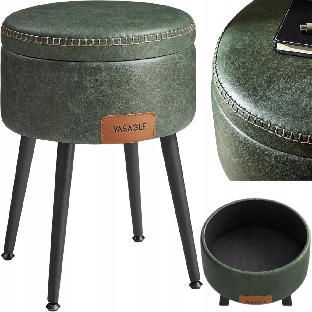 Stolička podnožka Pufa do obývačky Koža Stolička s úložným priestorom a krytom Otváracia