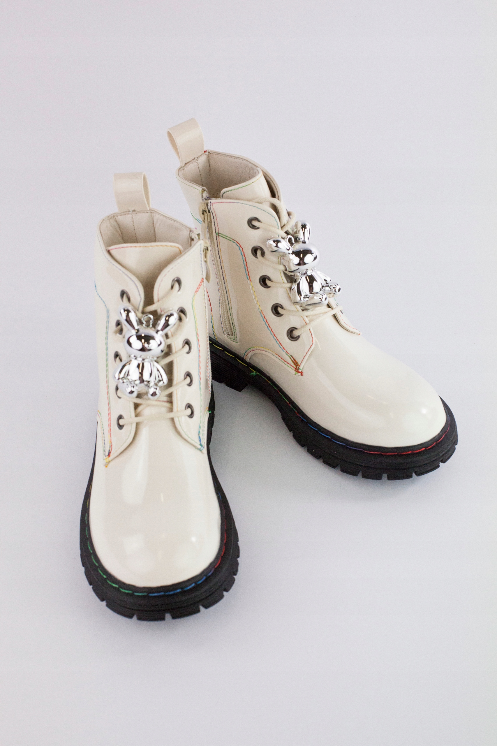 TRAPERY trzewiki WORKERY ocieplane LAKIEROWANE zamek ZIMOWE miś (35) Płeć dziewczynki