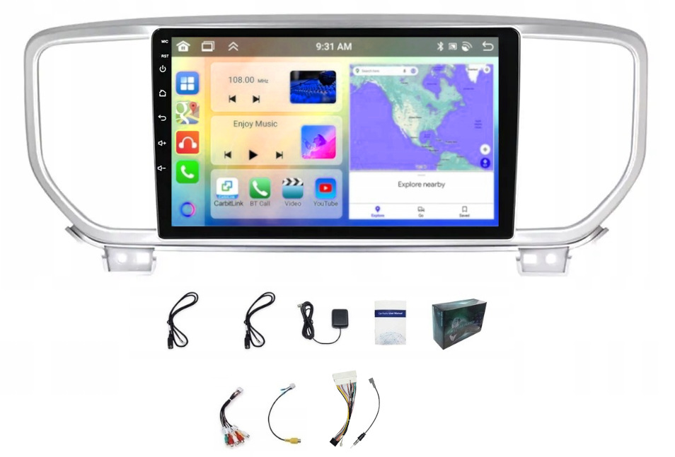 Rádio Navigácia Carplay Kia Sportage 2018-2022 Bt Wifi Bt Android 4GB 64GB