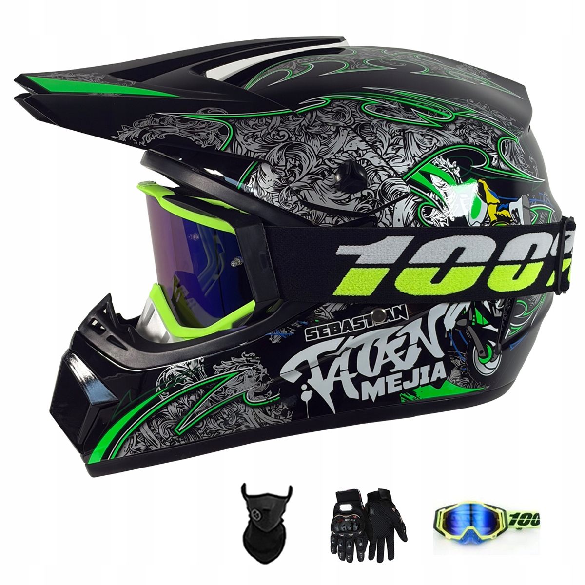 Motocyklová Přilba Lehká Enduro Quada Brýle Rukavice Maska XL