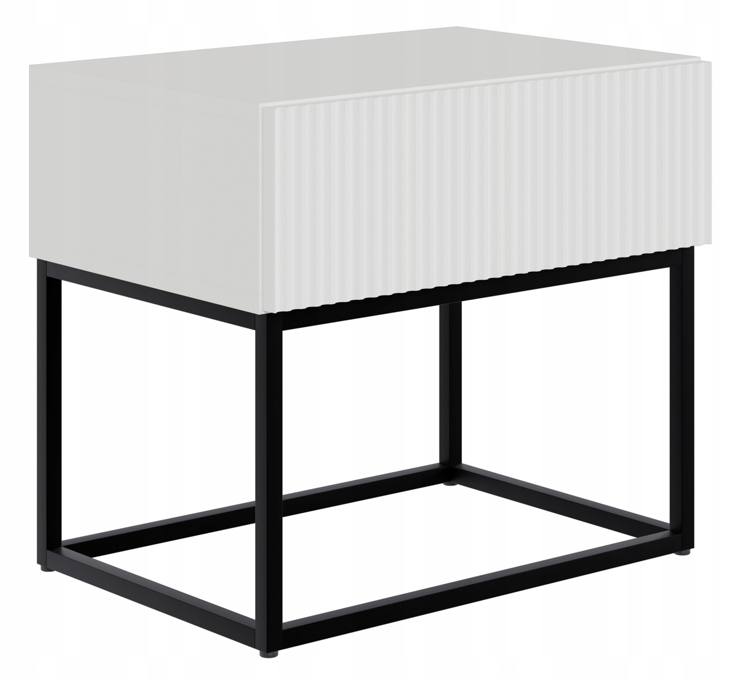 Noční stolek Veldio 50 cm bílý s černými nohami Selsey Design