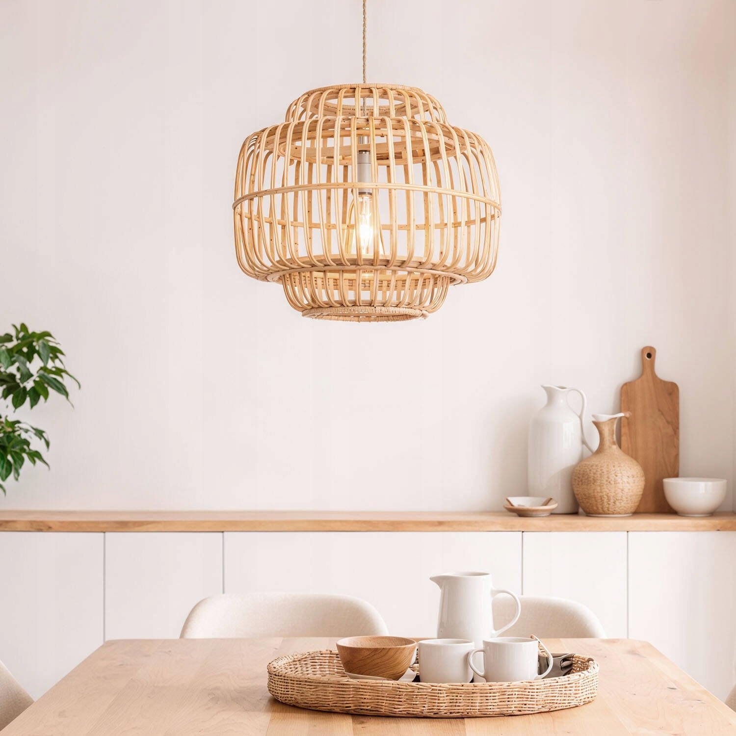 Bambusová závěsná lampa Moruya