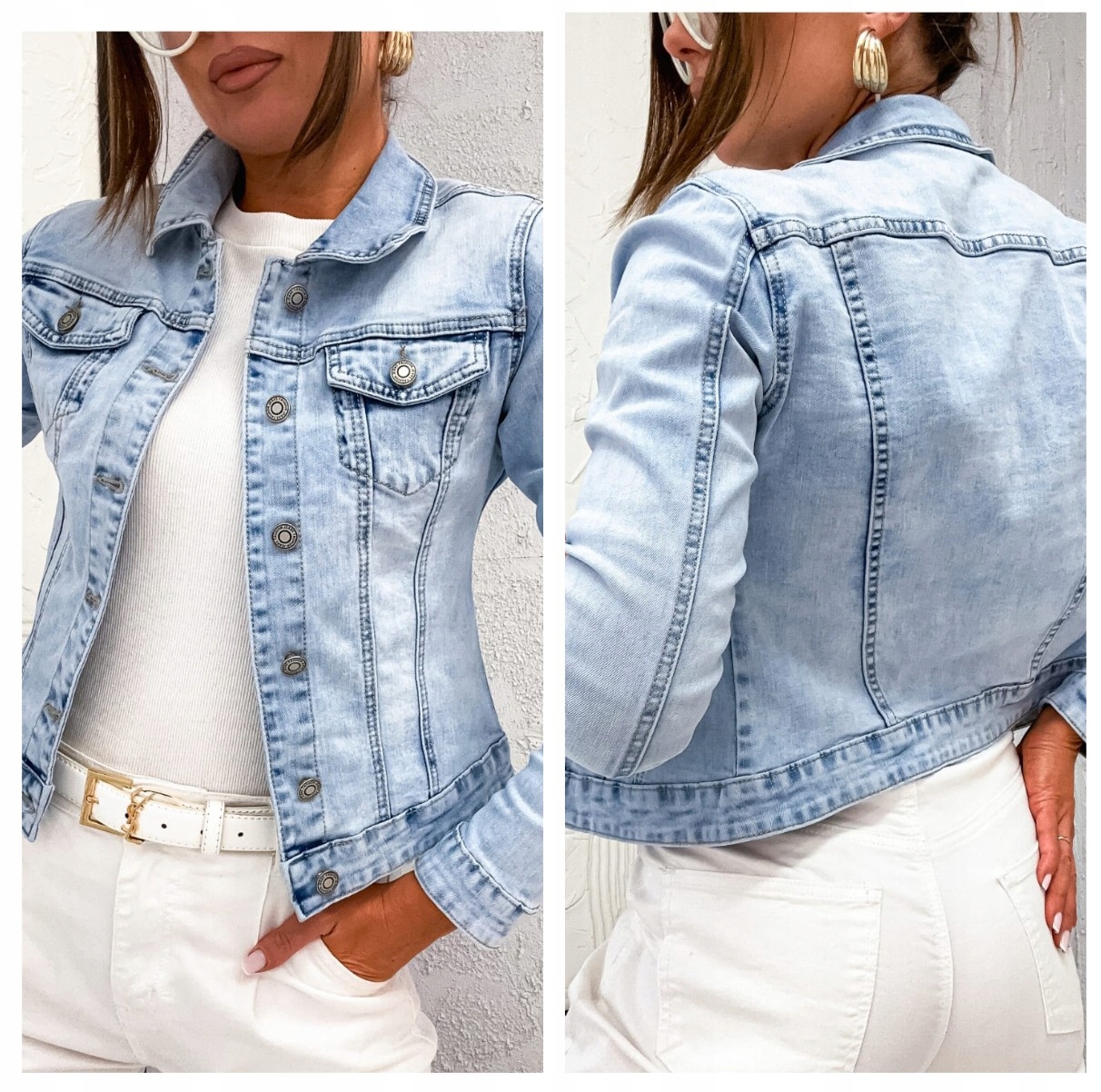 Kurtka wiosna damska katana Jeans z Lycra.goodies jasna niebieska tu 48 4XL