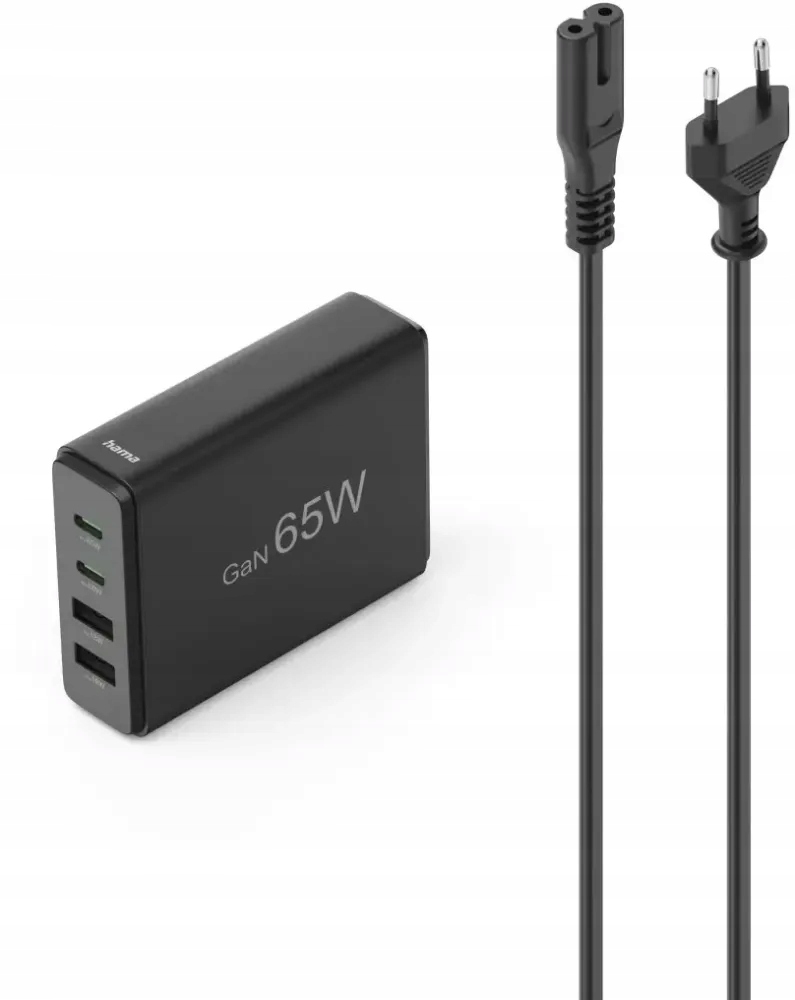 Hama stacja ładująca ładowarka 65W Usb GaN 2xUSB-C 2xUSB-A PowerDelivery