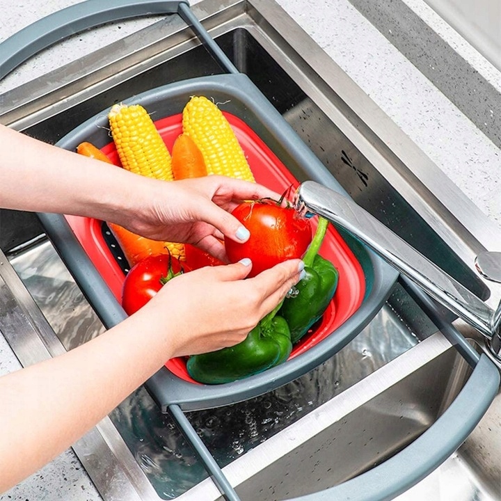 SILIKONOWY DURSZLAK CEDZAK SITKO SKŁADANY OCIEKACZ Kolor odcienie szarości odcienie zieleni