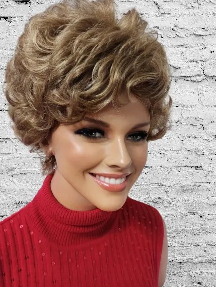 Krátká paruka s ofinou, kudrnaté, vlnité vlasy, velikost 3006-14/24b