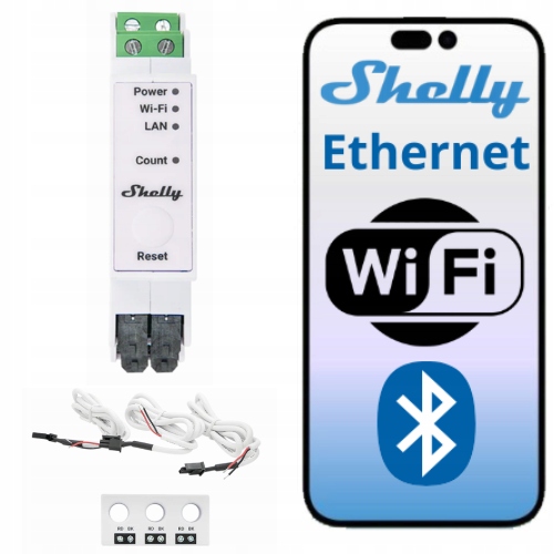 Shelly Pro 3EM 3CT63 Licznik Energii Trójfazowy Din 63A Lan WiFi