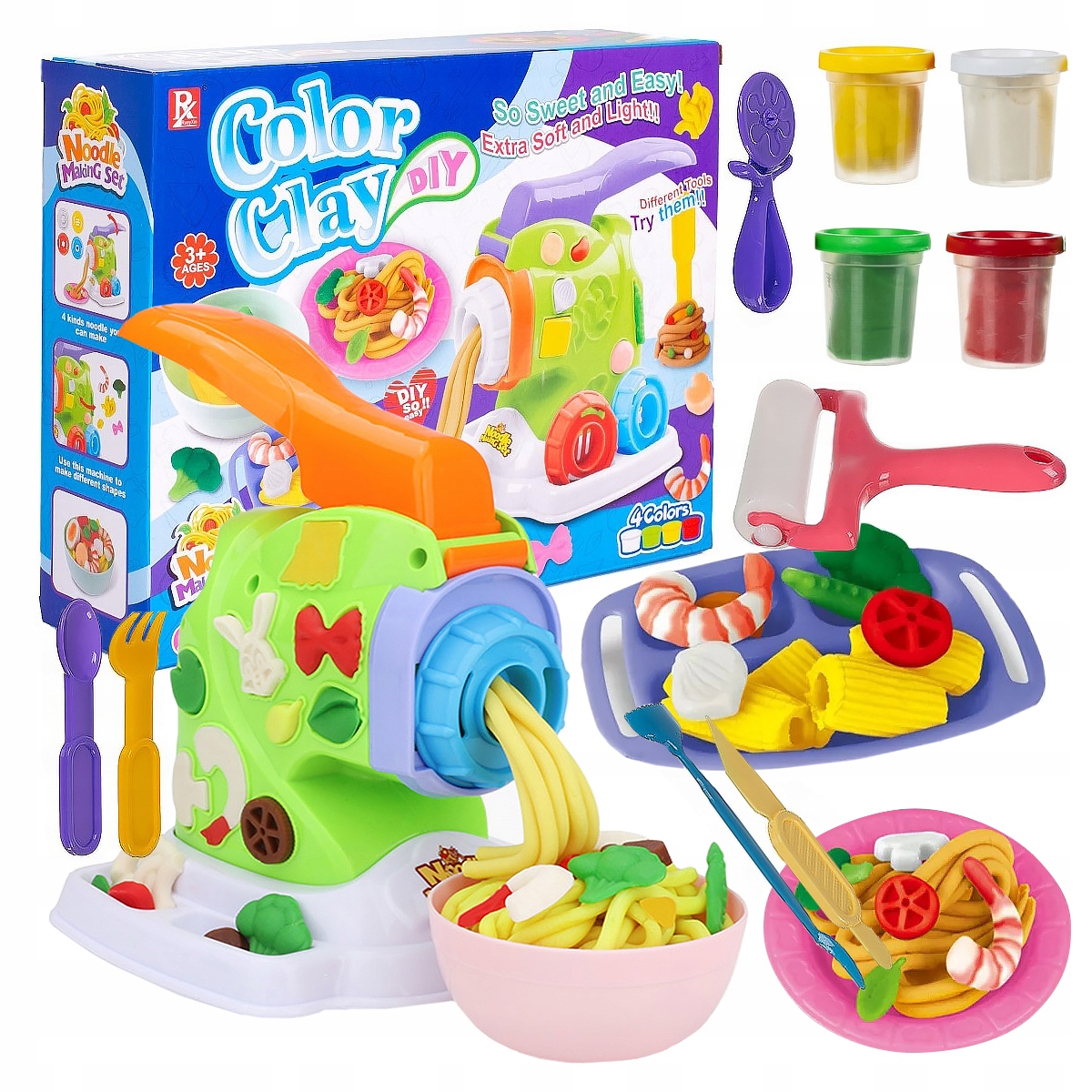 CIASTOLINA MAKARONOWA + MASZYNKA DO CIASTOLINY ZESTAW- KREATYWNY DLA DZIECI