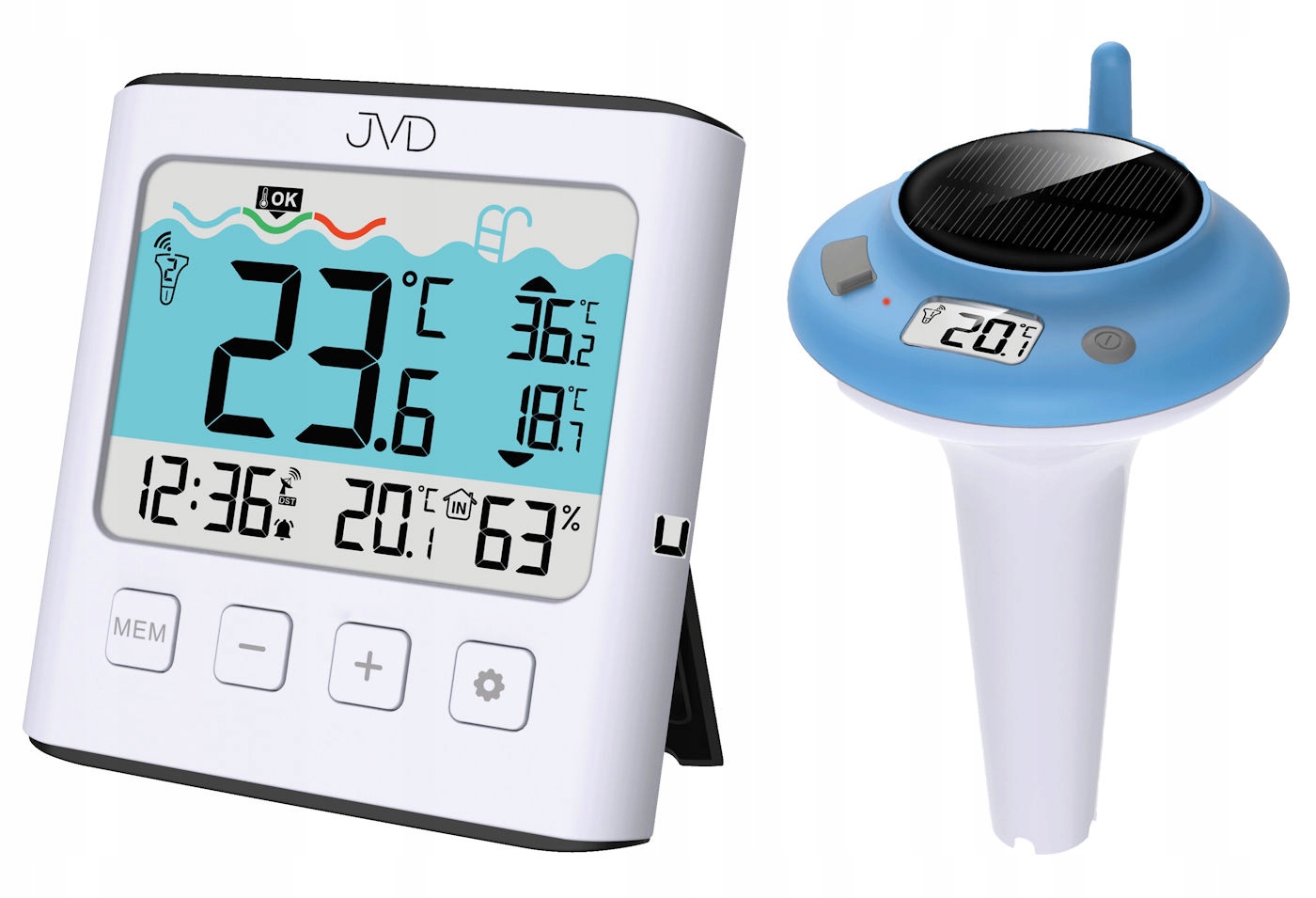 Bazénový Teploměr Vlhkoměr Hodiny Budík Jvd T777 Paměť Komfort