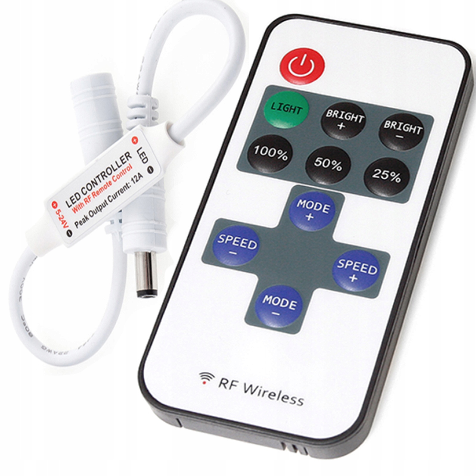 Ściemniacz Do Taśm LED Sterownik Radiowy Kontroler Z Pilotem MINI RF DC 6A