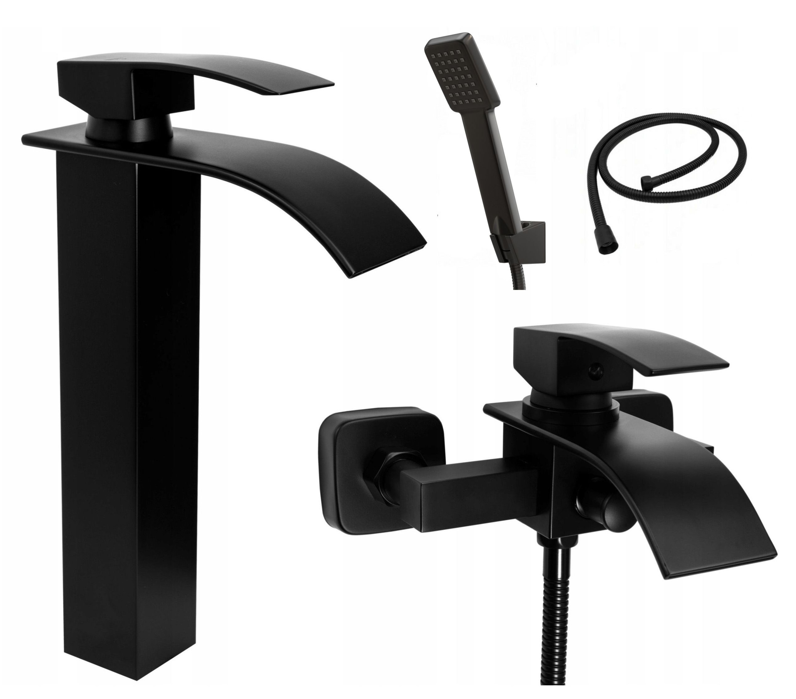 Sada Čierna Vaňová Batéria Umývadlový Vodopád