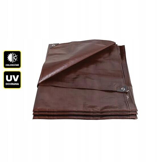 Proteco plachta s oky 4*6m Extra silná 200g/m2, hnědá, 10.88-P200-4-6