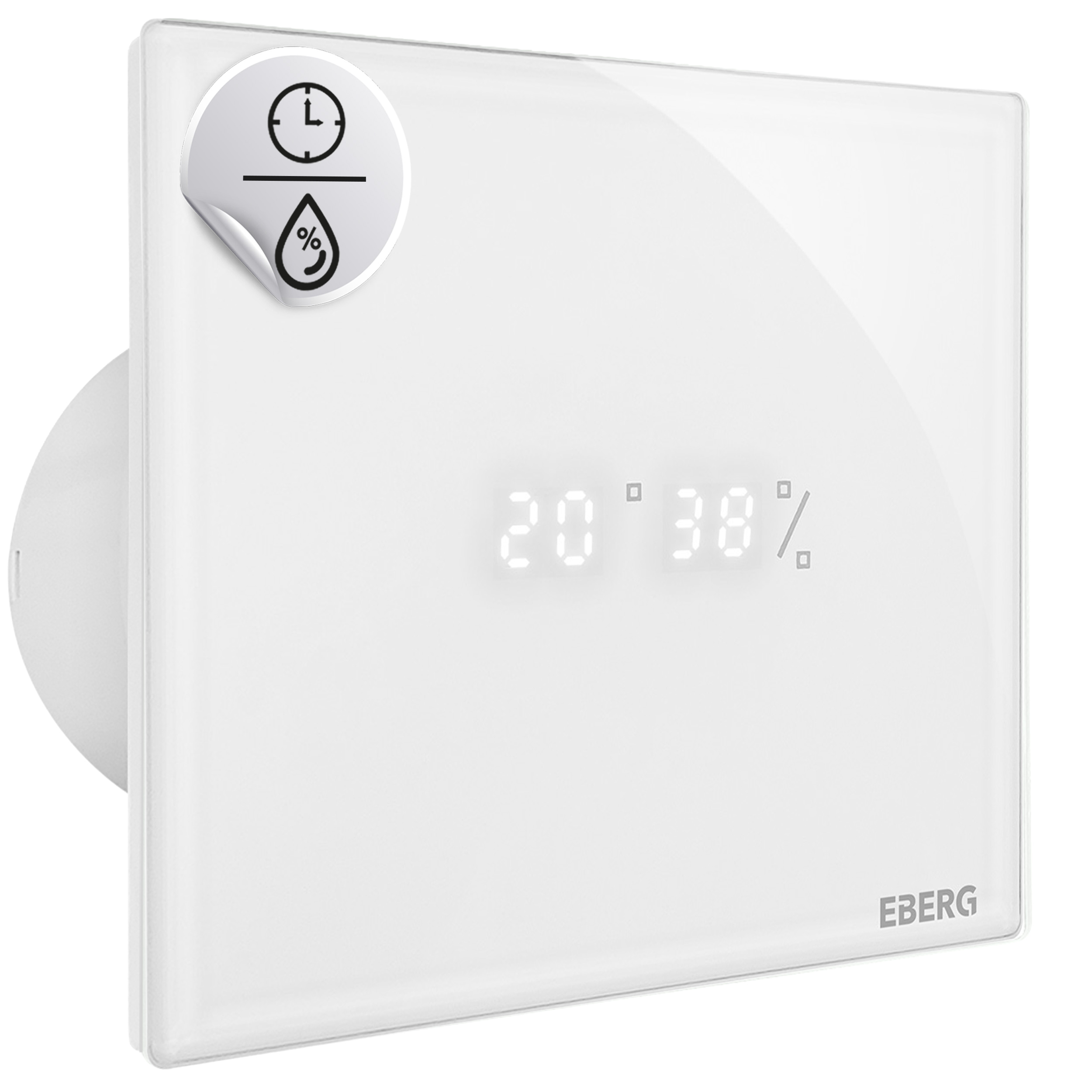 Wentylator łazienkowy szklany Enso 120 czujnik wilgotności Timer zawór