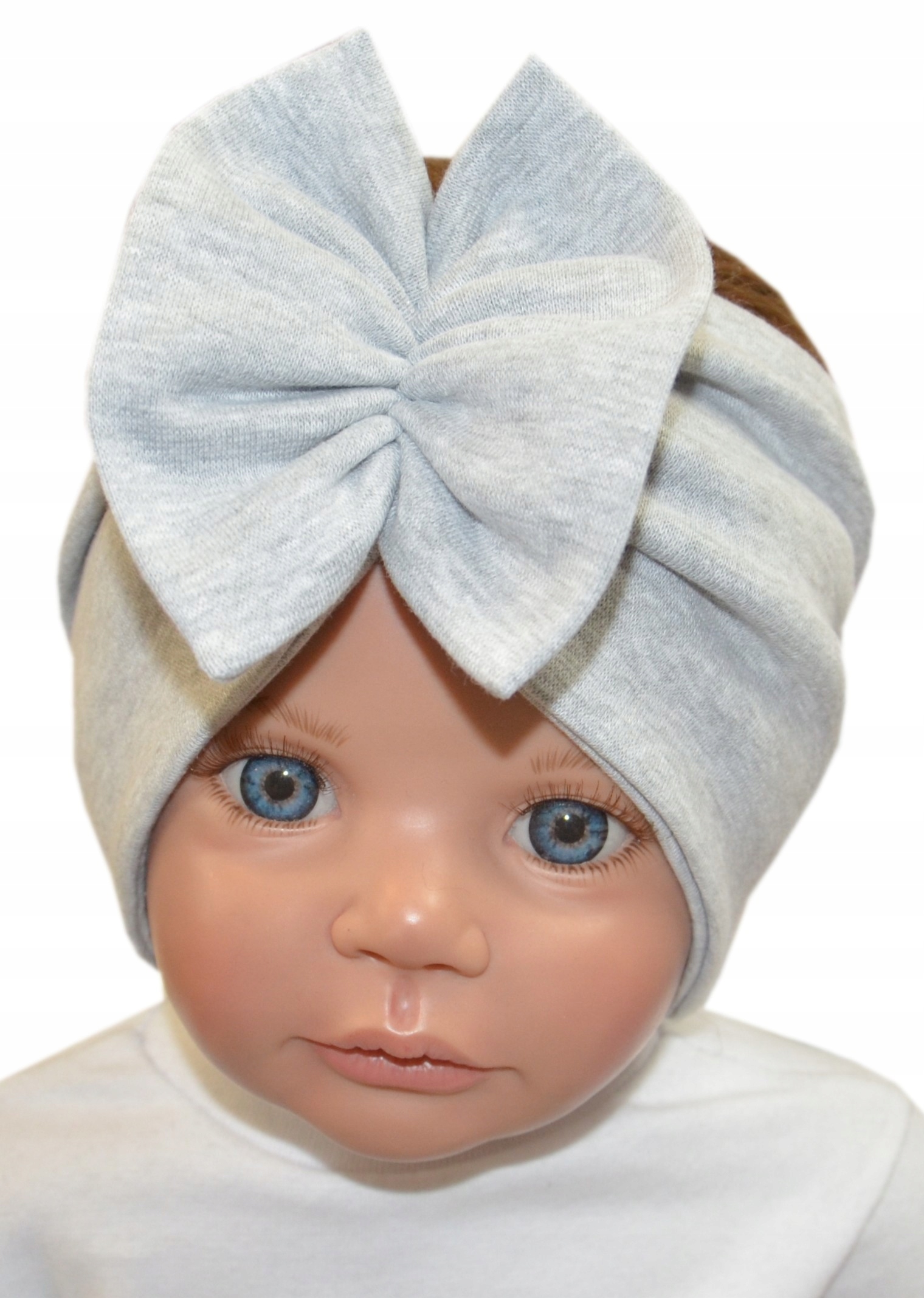 

pół czapka opaska turban 1-8 lat jasny szary