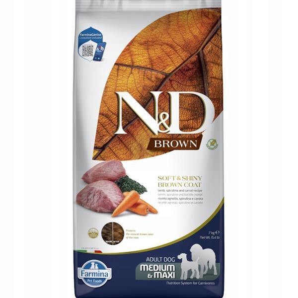N&d Brown Dog Gf Lamb, Spirulina & Carrot Adult Medium & Maxi 7 kg