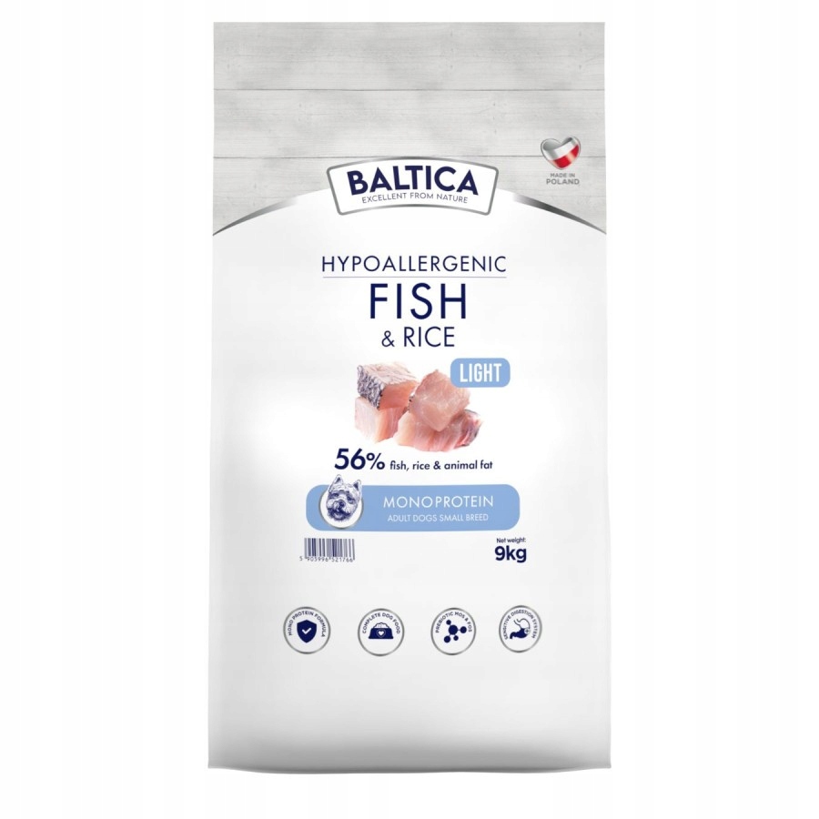 Levně Baltica Adult Light Ryba Rýže Xs/s 9 kg Hypoalergenní Suché Krmivo pro psy