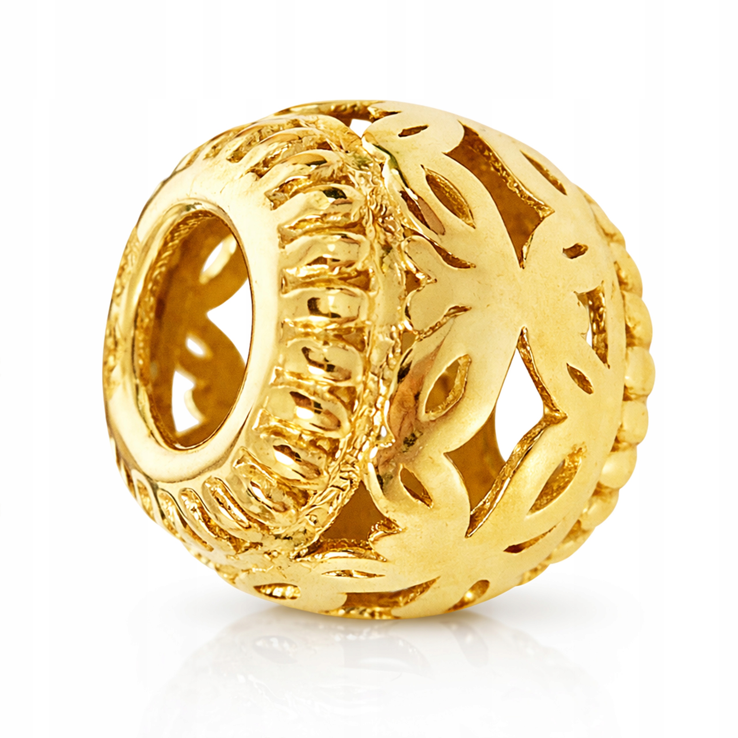 Zlatý beads prolamovaný přívěsek na náramky 14k, přívěsek na Svátek Matek