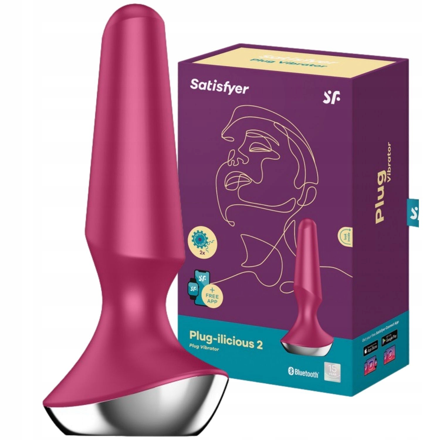 

Wibrujący korek analny, Usb Bordowy Satisfyer