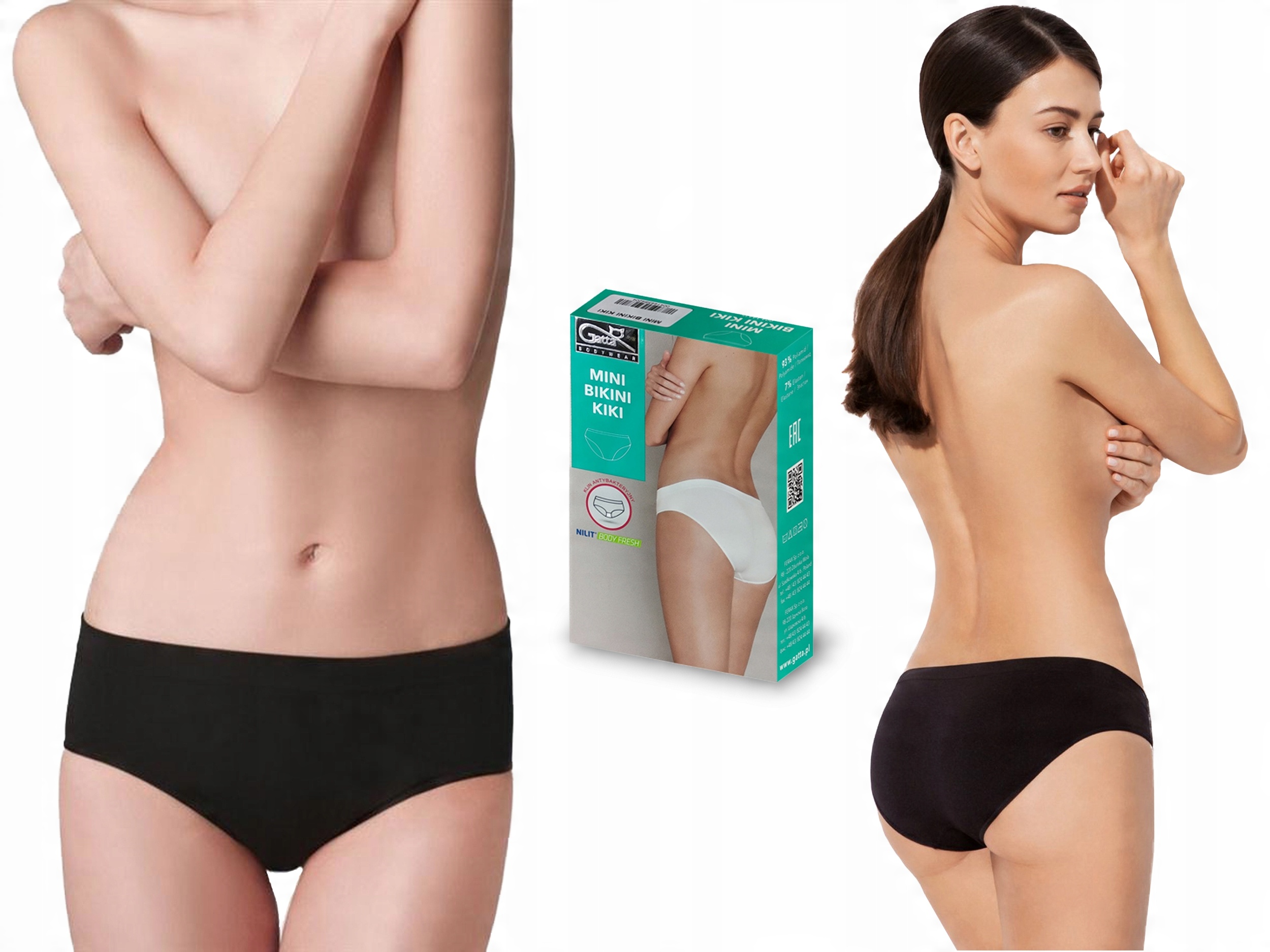 

Bezszwowe figi Gatta Kiki Mini Bikini, czarne, L