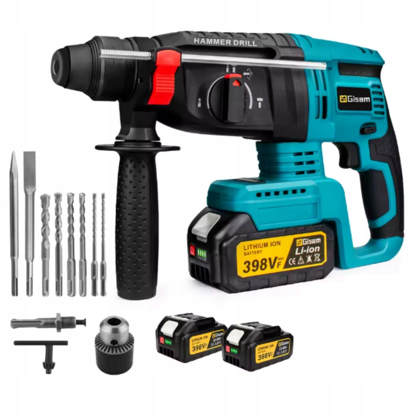 Akumulátorová vrtačka Příklepová Vrtačka Příklepové kladivo Set 2ks baterií