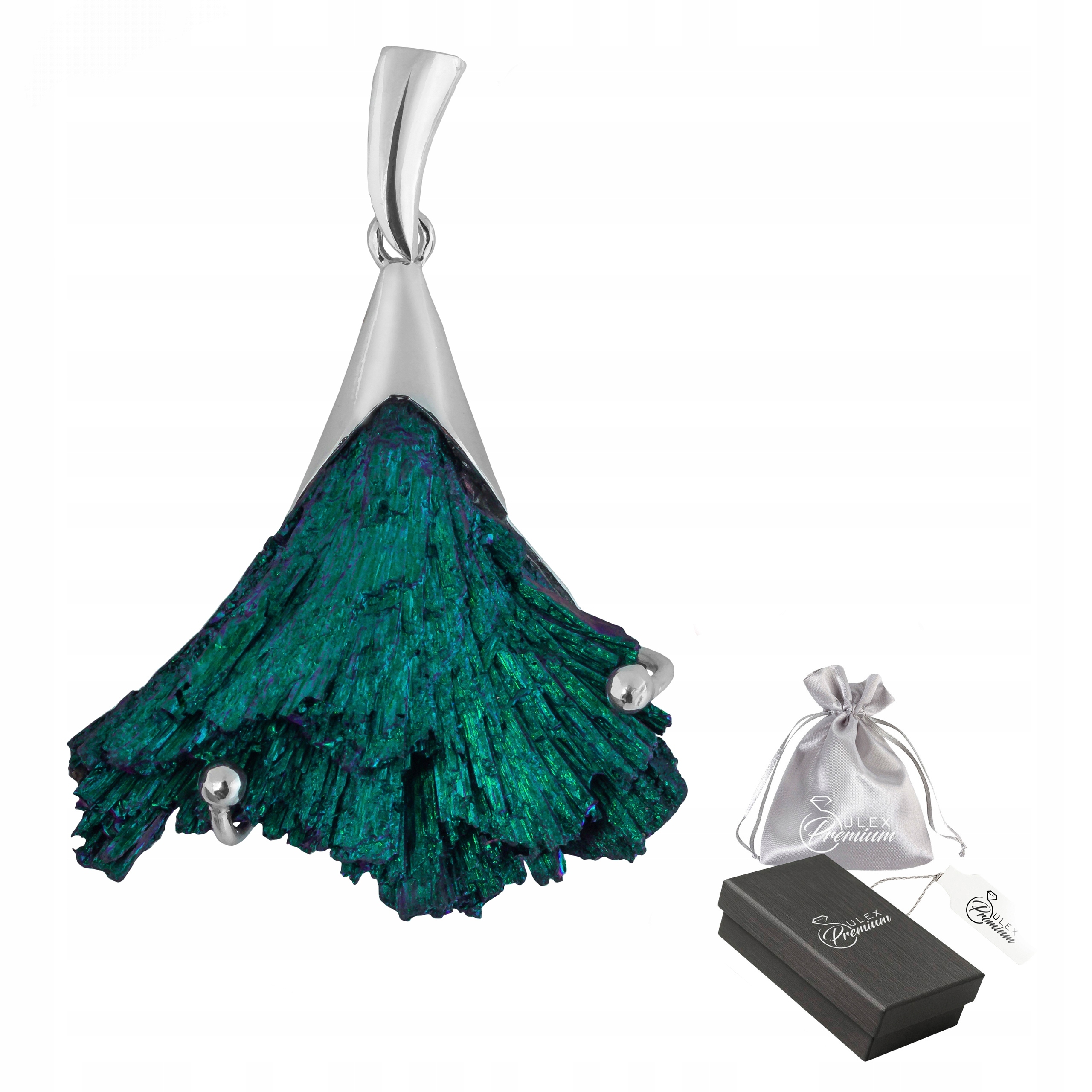 Stříbrný přívěsek 925 Přívěsek se zeleno-modrým pyritem Výjimečný efekt