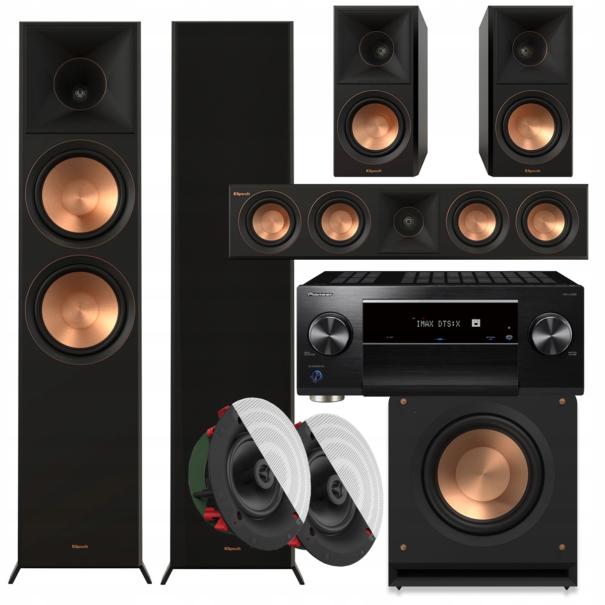 Klipsch RP-8000F II + RP-500M + RP-404C + CS-18C + RP-1200SW + VSX-LX505
