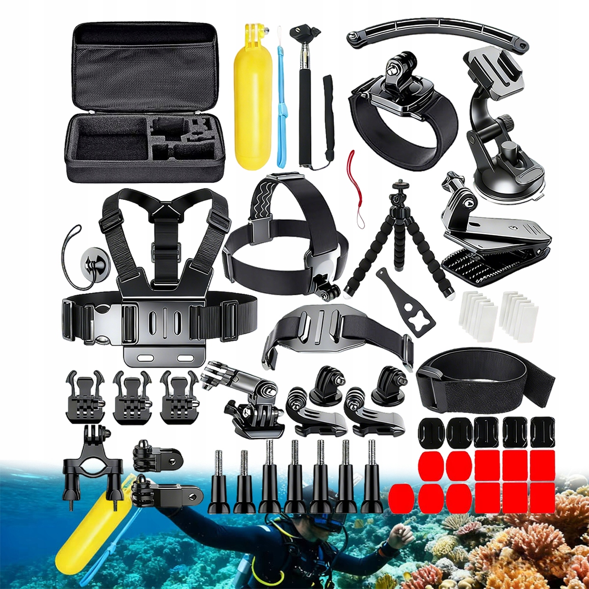 Akcesoria Do Kamer Sportowych Zestaw XXL Mocowania Uchwyty Szelki Walizka